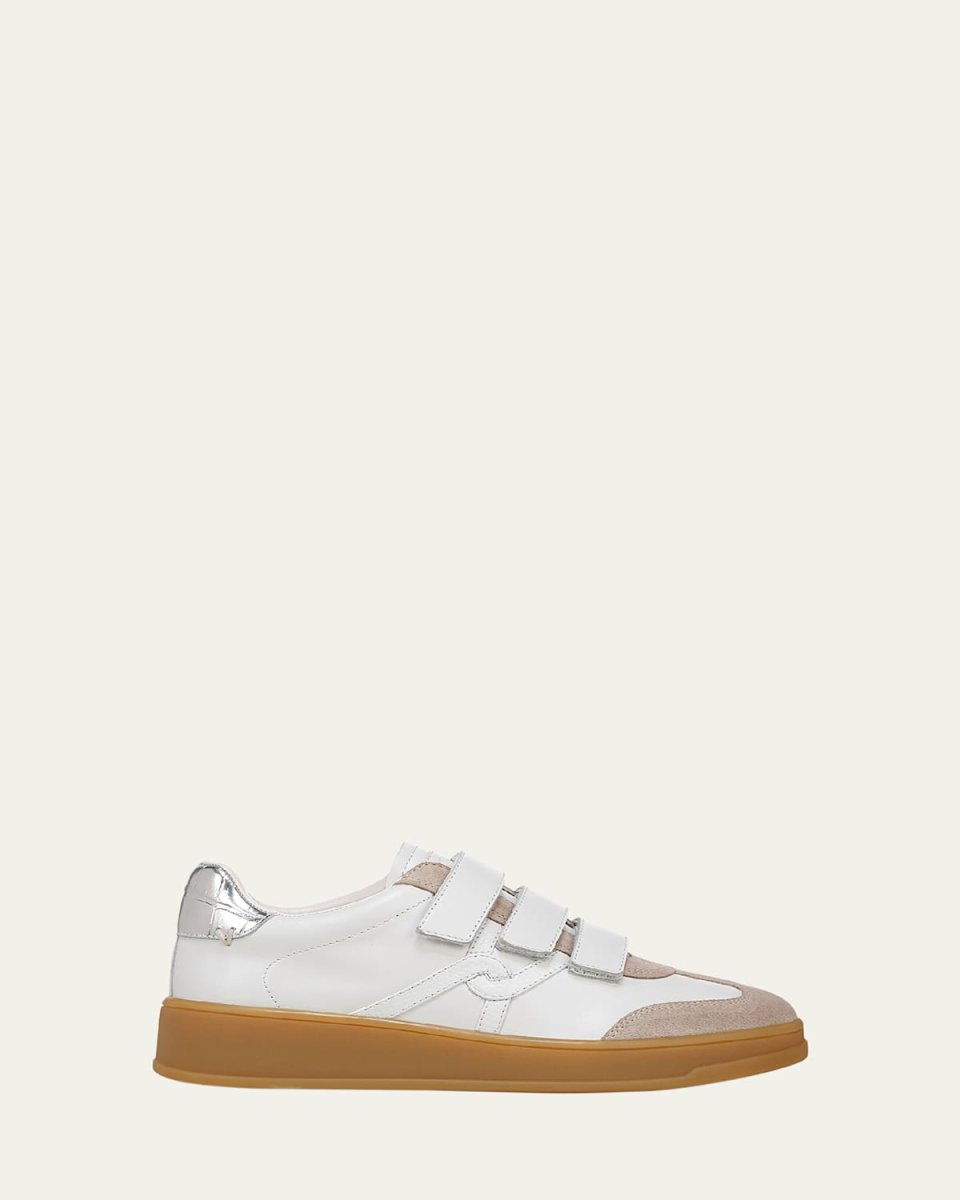 Reagan Mixed Leather Triple-Grip Sneakers